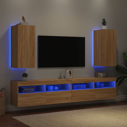 TV-Wandschränke mit LED-Leuchten 2 Stk. Sonoma-Eiche - Pazzar.ch