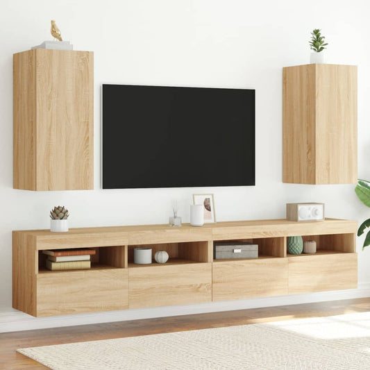 TV-Wandschränke mit LED-Leuchten 2 Stk. Sonoma-Eiche - Pazzar.ch