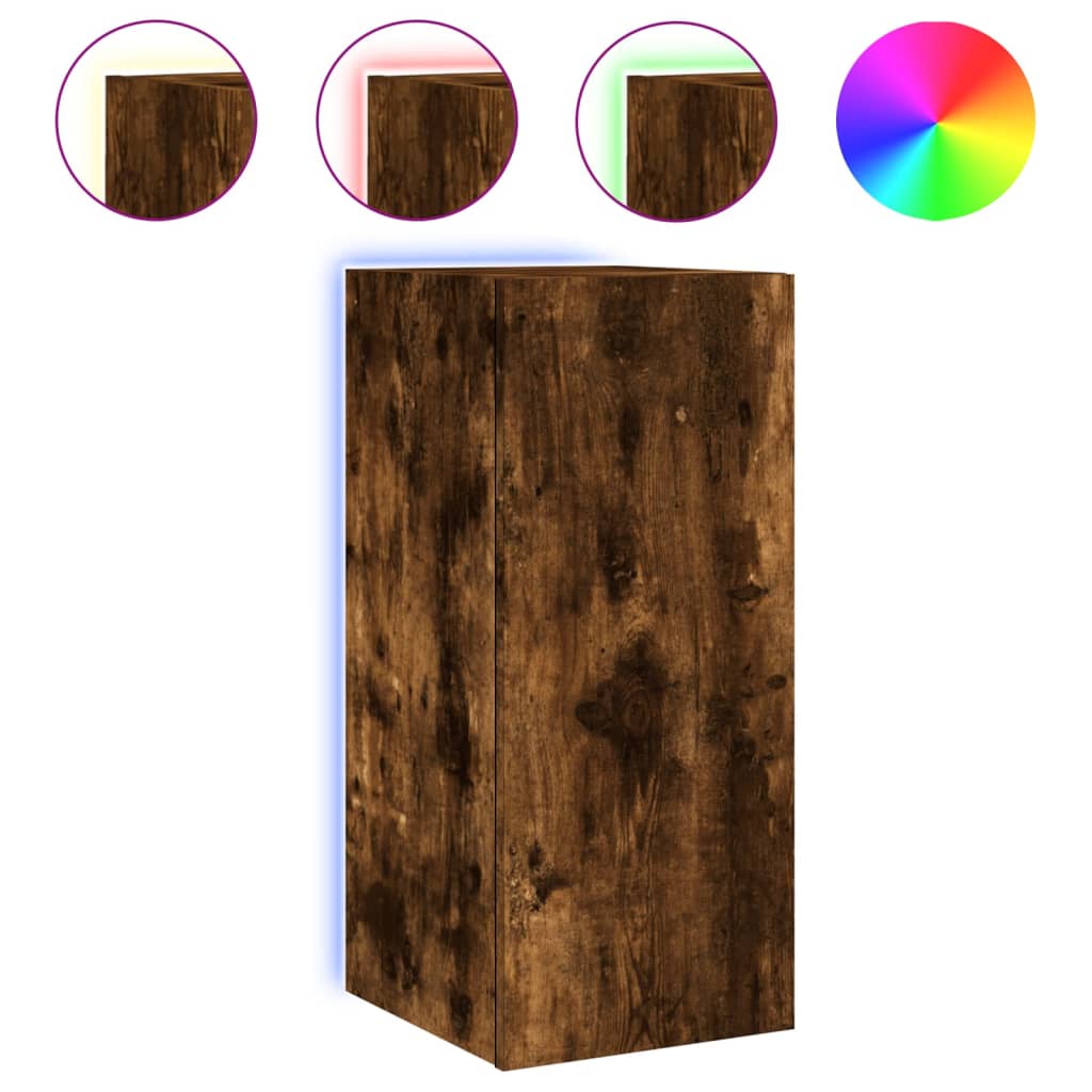 TV-Wandschrank mit LED-Leuchten Räuchereiche 30,5x35x70 cm - Pazzar.ch