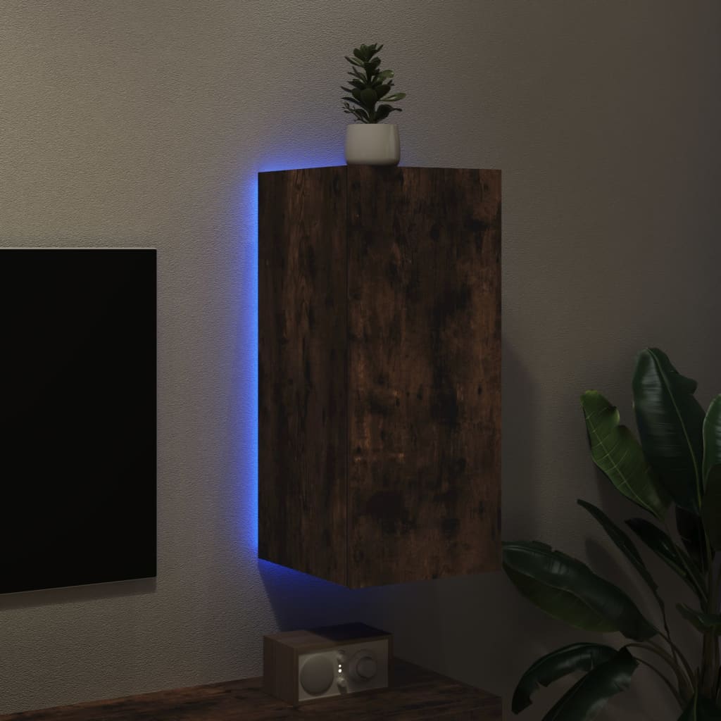 TV-Wandschrank mit LED-Leuchten Räuchereiche 30,5x35x70 cm - Pazzar.ch