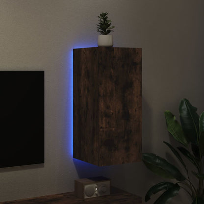 TV-Wandschrank mit LED-Leuchten Räuchereiche 30,5x35x70 cm - Pazzar.ch