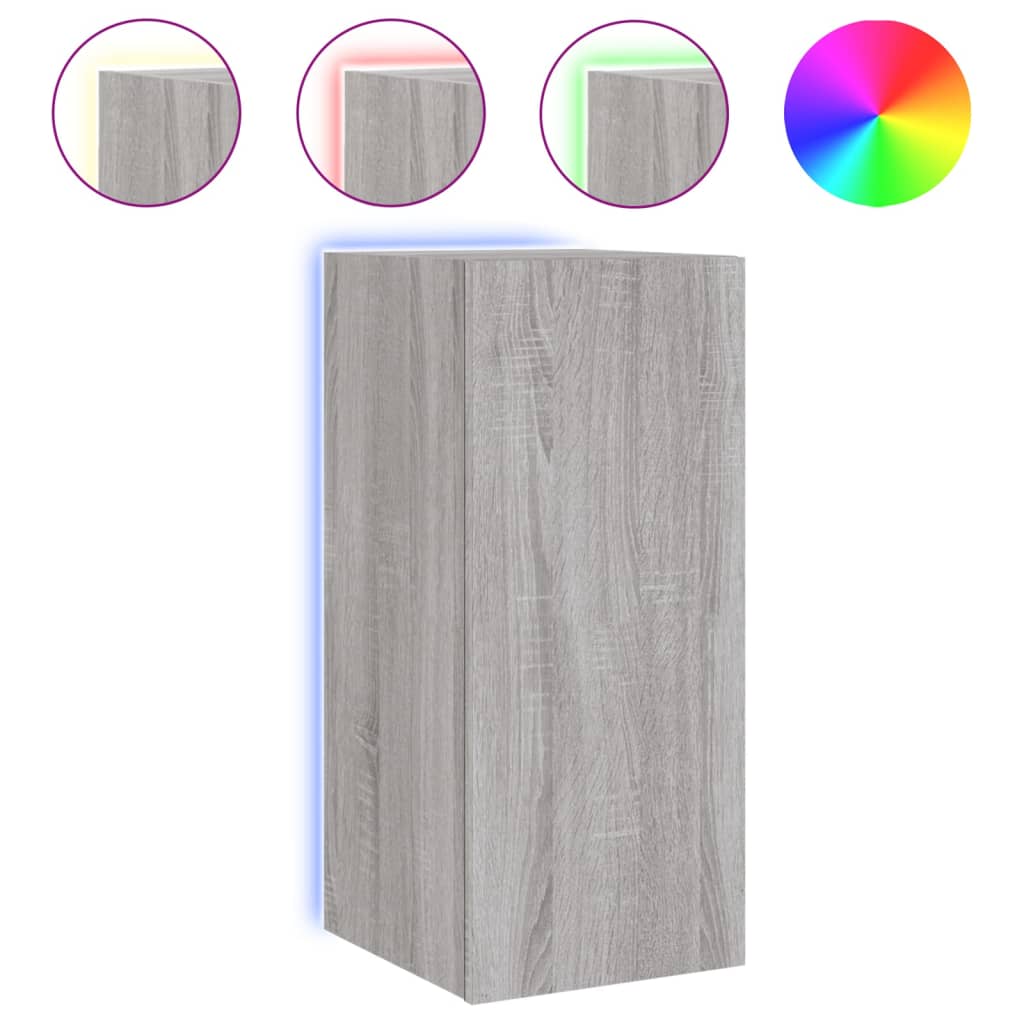 TV-Wandschrank mit LED-Leuchten Grau Sonoma 30,5x35x70 cm - Pazzar.ch