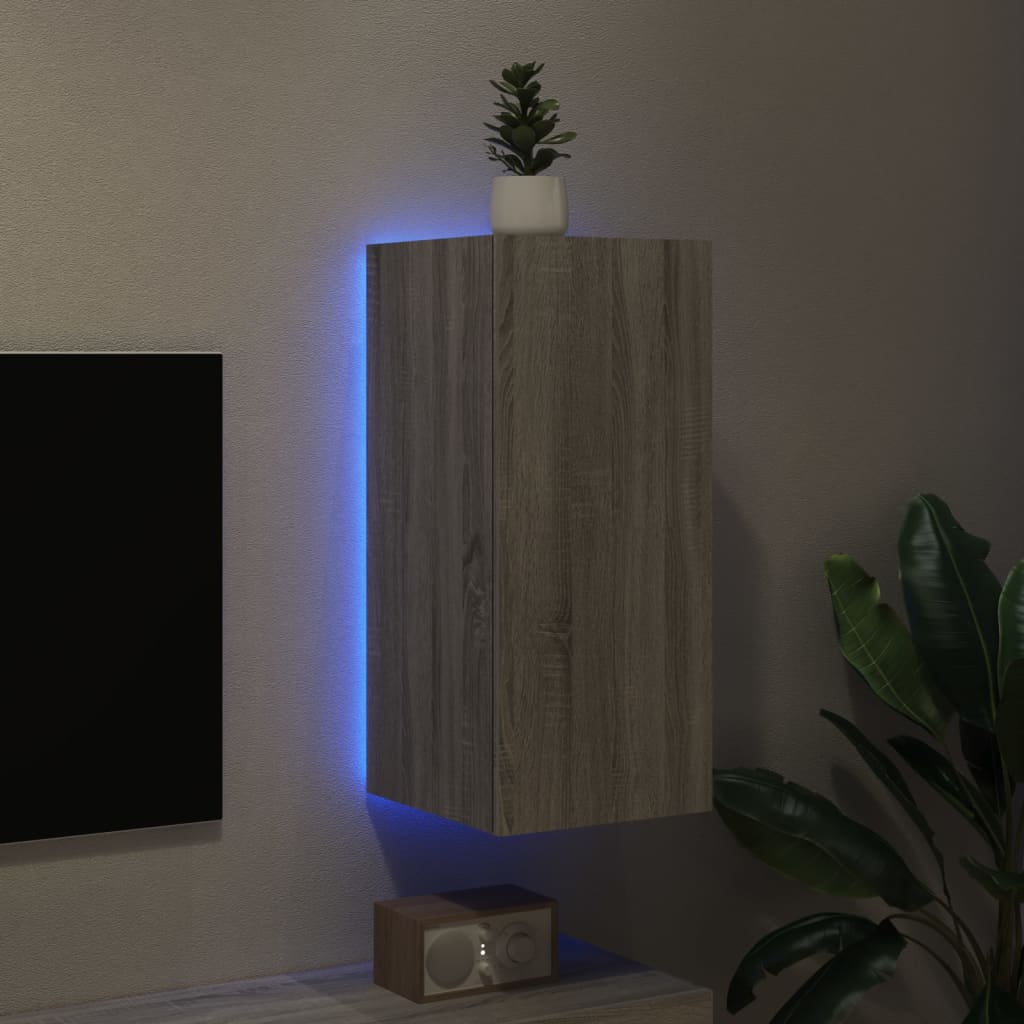 TV-Wandschrank mit LED-Leuchten Grau Sonoma 30,5x35x70 cm - Pazzar.ch
