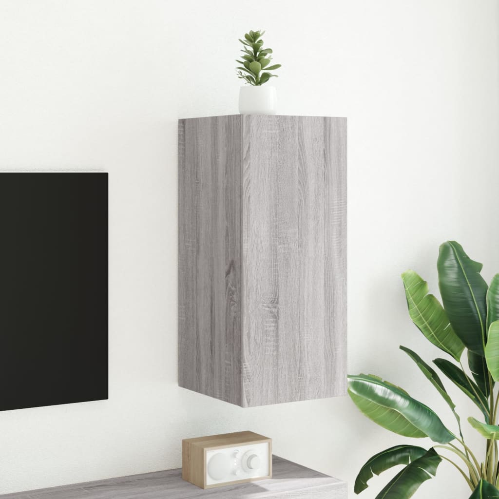 TV-Wandschrank mit LED-Leuchten Grau Sonoma 30,5x35x70 cm - Pazzar.ch