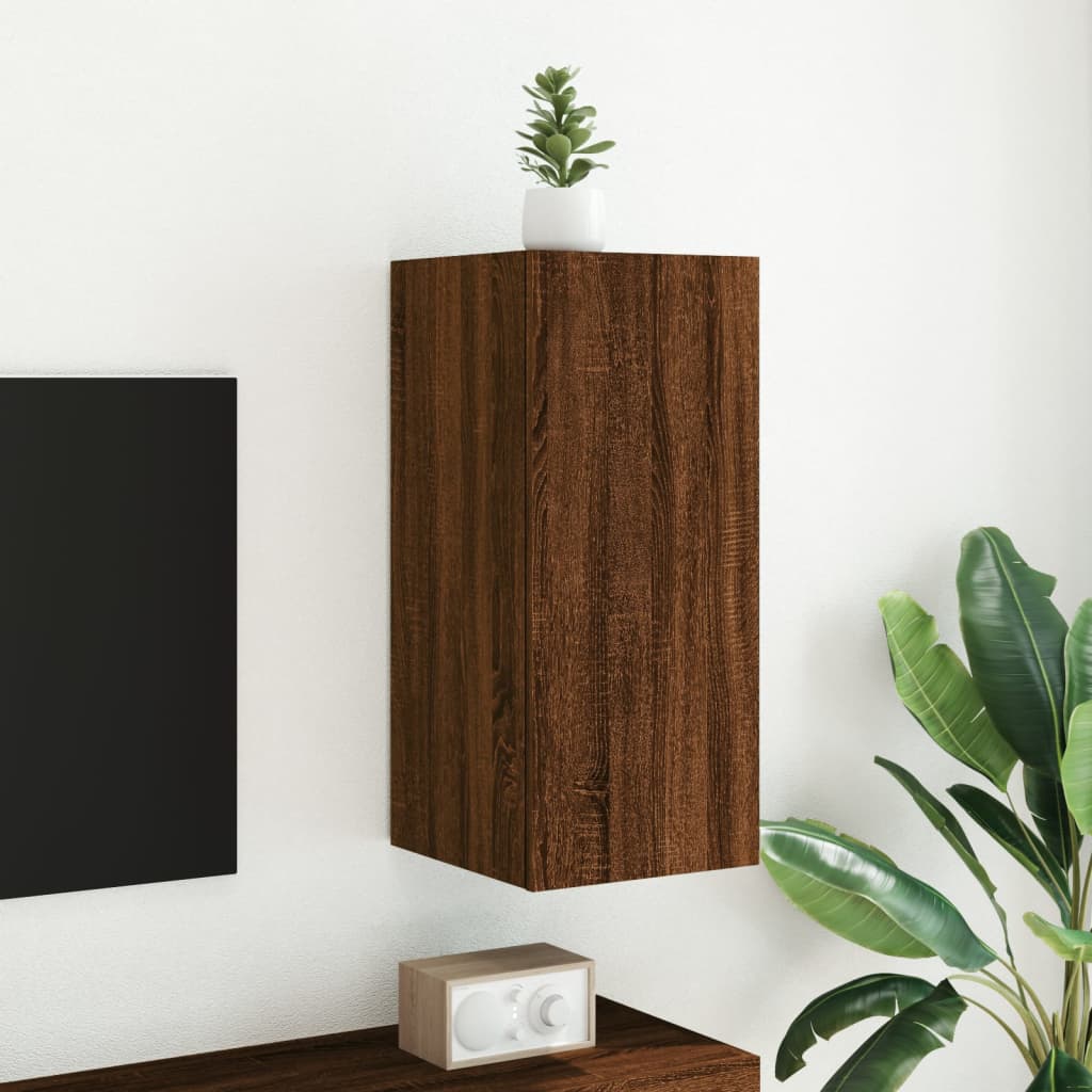 TV-Wandschrank mit LED-Leuchten Braun Eichen-Optik 30,5x35x70cm - Pazzar.ch
