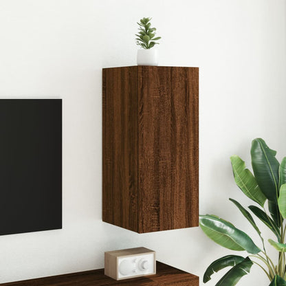 TV-Wandschrank mit LED-Leuchten Braun Eichen-Optik 30,5x35x70cm - Pazzar.ch