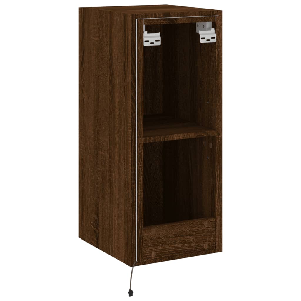 TV-Wandschrank mit LED-Leuchten Braun Eichen-Optik 30,5x35x70cm - Pazzar.ch