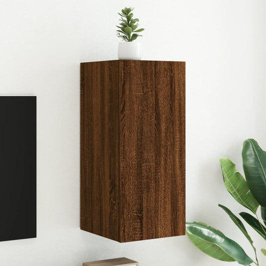 TV-Wandschrank mit LED-Leuchten Braun Eichen-Optik 30,5x35x70cm - Pazzar.ch
