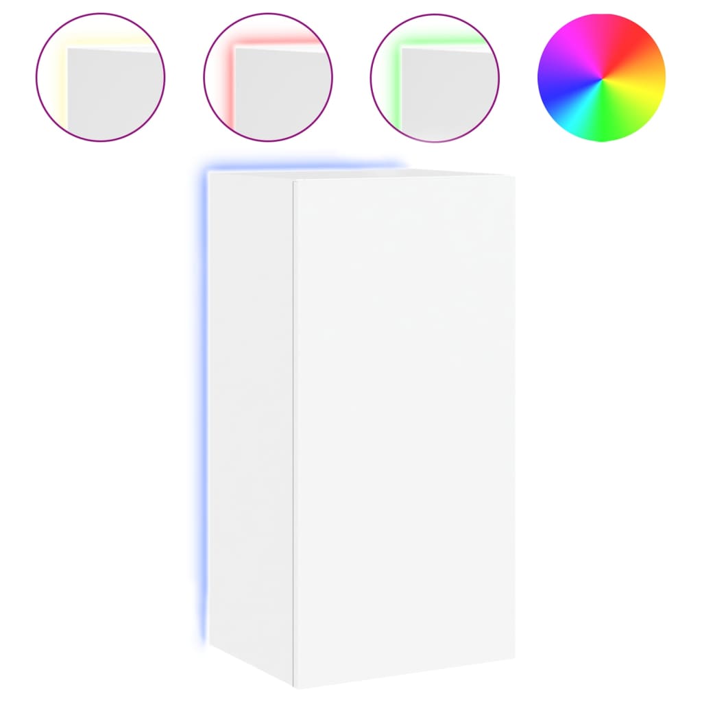 TV-Wandschrank mit LED-Leuchten Weiß 40,5x35x80 cm - Pazzar.ch