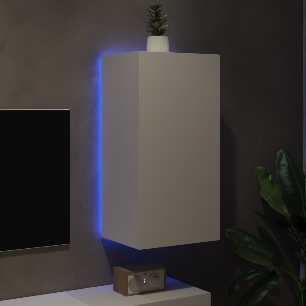 TV-Wandschrank mit LED-Leuchten Weiß 40,5x35x80 cm - Pazzar.ch
