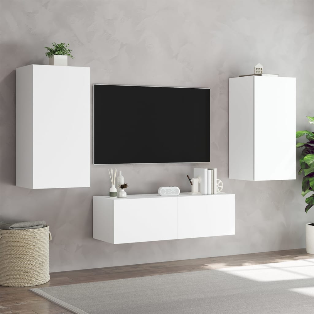 TV-Wandschrank mit LED-Leuchten Weiß 40,5x35x80 cm - Pazzar.ch