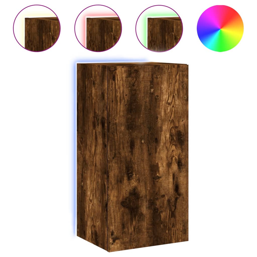 TV-Wandschrank mit LED-Leuchten Räuchereiche 40,5x35x80 cm - Pazzar.ch