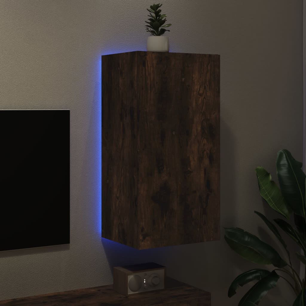 TV-Wandschrank mit LED-Leuchten Räuchereiche 40,5x35x80 cm - Pazzar.ch