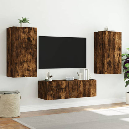 TV-Wandschrank mit LED-Leuchten Räuchereiche 40,5x35x80 cm - Pazzar.ch