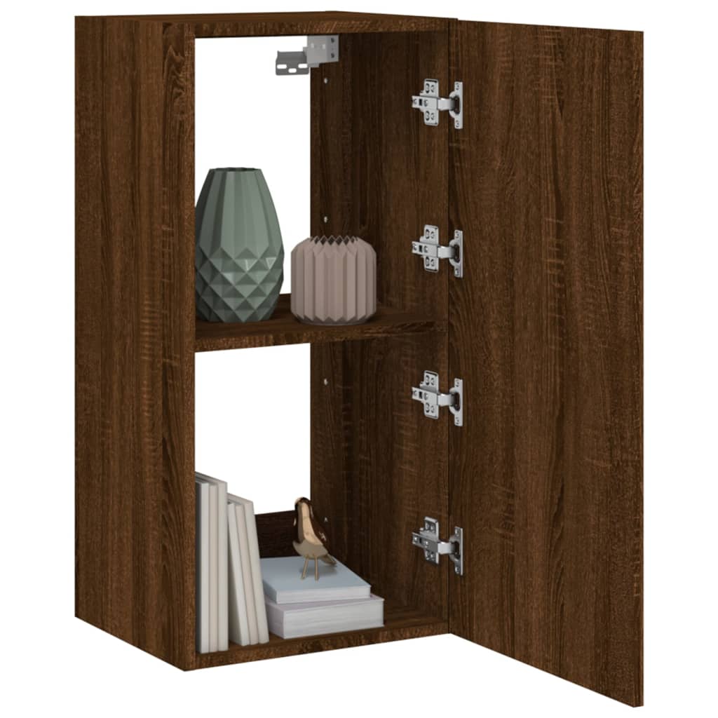 TV-Wandschrank mit LED-Leuchten Braun Eichen-Optik 40,5x35x80cm - Pazzar.ch