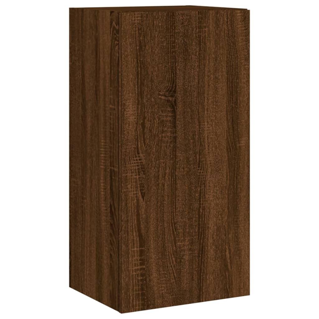 TV-Wandschrank mit LED-Leuchten Braun Eichen-Optik 40,5x35x80cm - Pazzar.ch