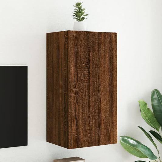 TV-Wandschrank mit LED-Leuchten Braun Eichen-Optik 40,5x35x80cm - Pazzar.ch