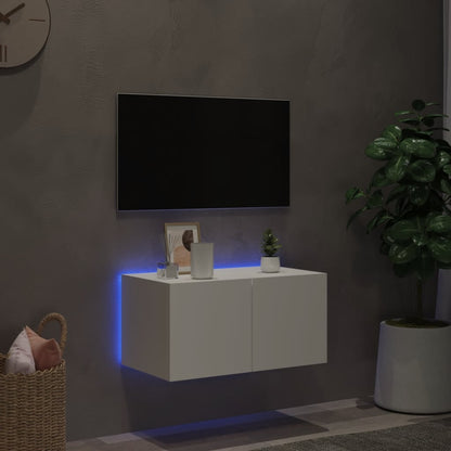 TV-Wandschrank mit LED-Leuchten Weiß 60x35x31 cm - Pazzar.ch