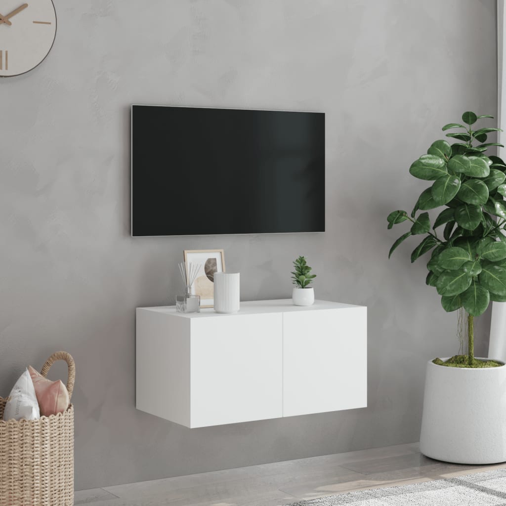 TV-Wandschrank mit LED-Leuchten Weiß 60x35x31 cm - Pazzar.ch