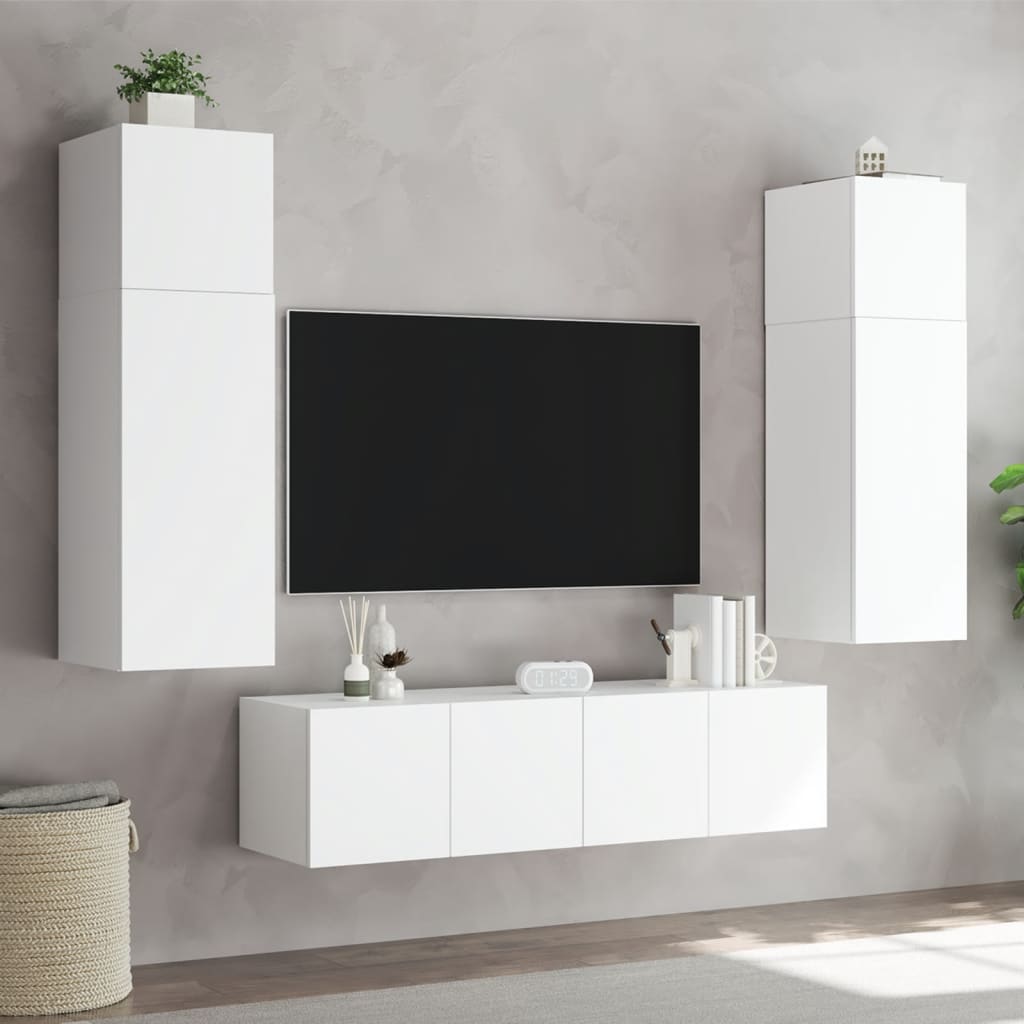 TV-Wandschrank mit LED-Leuchten Weiß 60x35x31 cm - Pazzar.ch