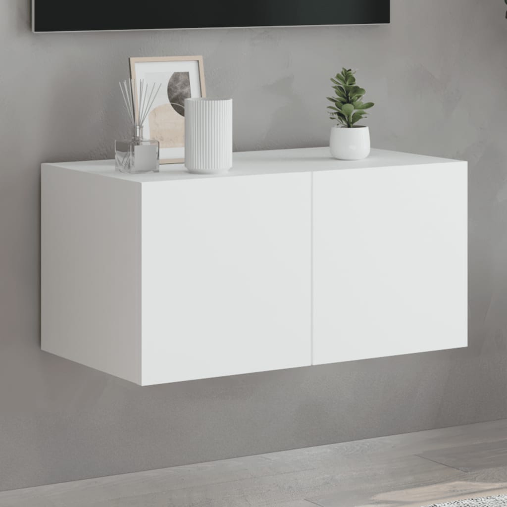 TV-Wandschrank mit LED-Leuchten Weiß 60x35x31 cm - Pazzar.ch