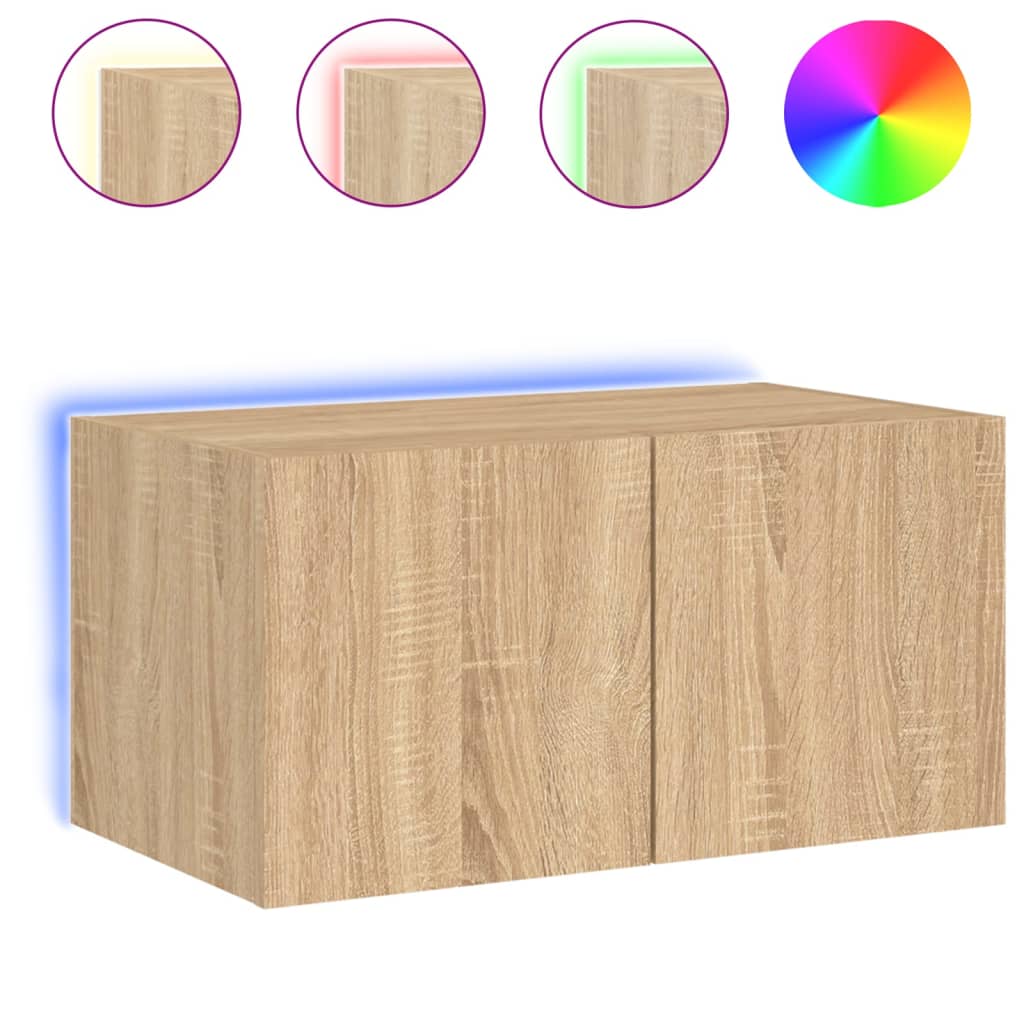 TV-Wandschrank mit LED-Leuchten Sonoma-Eiche 60x35x31 cm - Pazzar.ch
