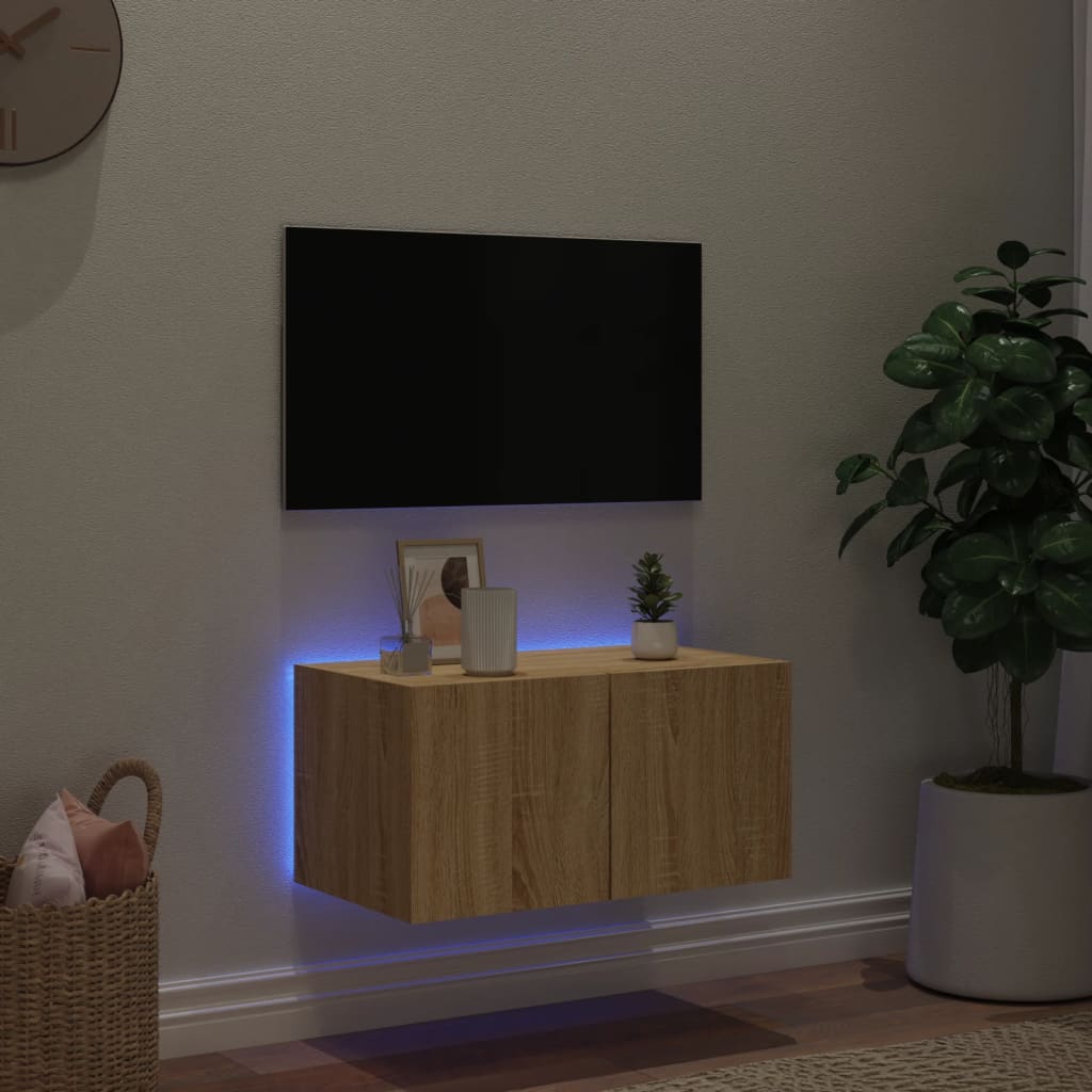 TV-Wandschrank mit LED-Leuchten Sonoma-Eiche 60x35x31 cm - Pazzar.ch