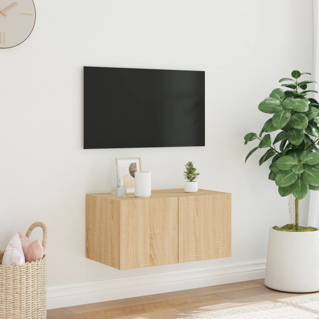 TV-Wandschrank mit LED-Leuchten Sonoma-Eiche 60x35x31 cm - Pazzar.ch