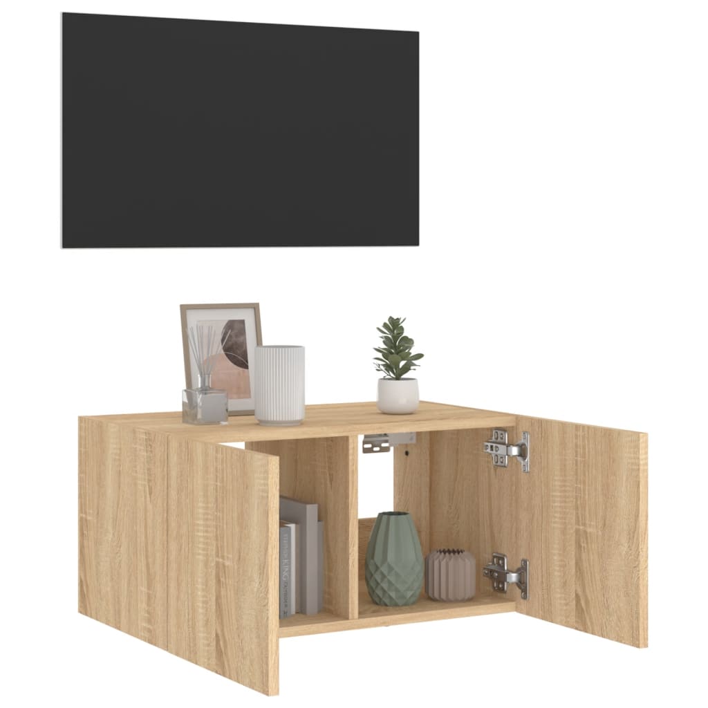 TV-Wandschrank mit LED-Leuchten Sonoma-Eiche 60x35x31 cm