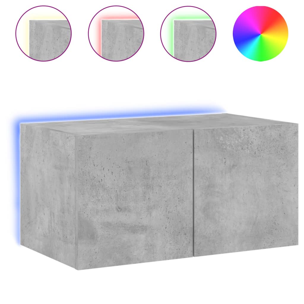 TV-Wandschrank mit LED-Leuchten Betongrau 60x35x31 cm - Pazzar.ch