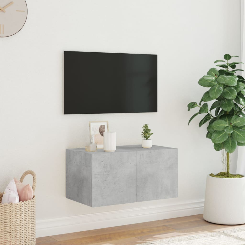 TV-Wandschrank mit LED-Leuchten Betongrau 60x35x31 cm - Pazzar.ch