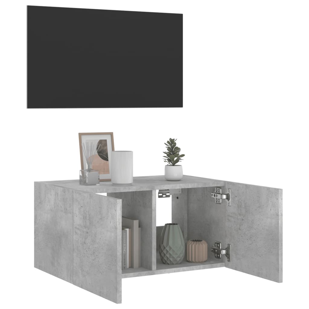 TV-Wandschrank mit LED-Leuchten Betongrau 60x35x31 cm - Pazzar.ch