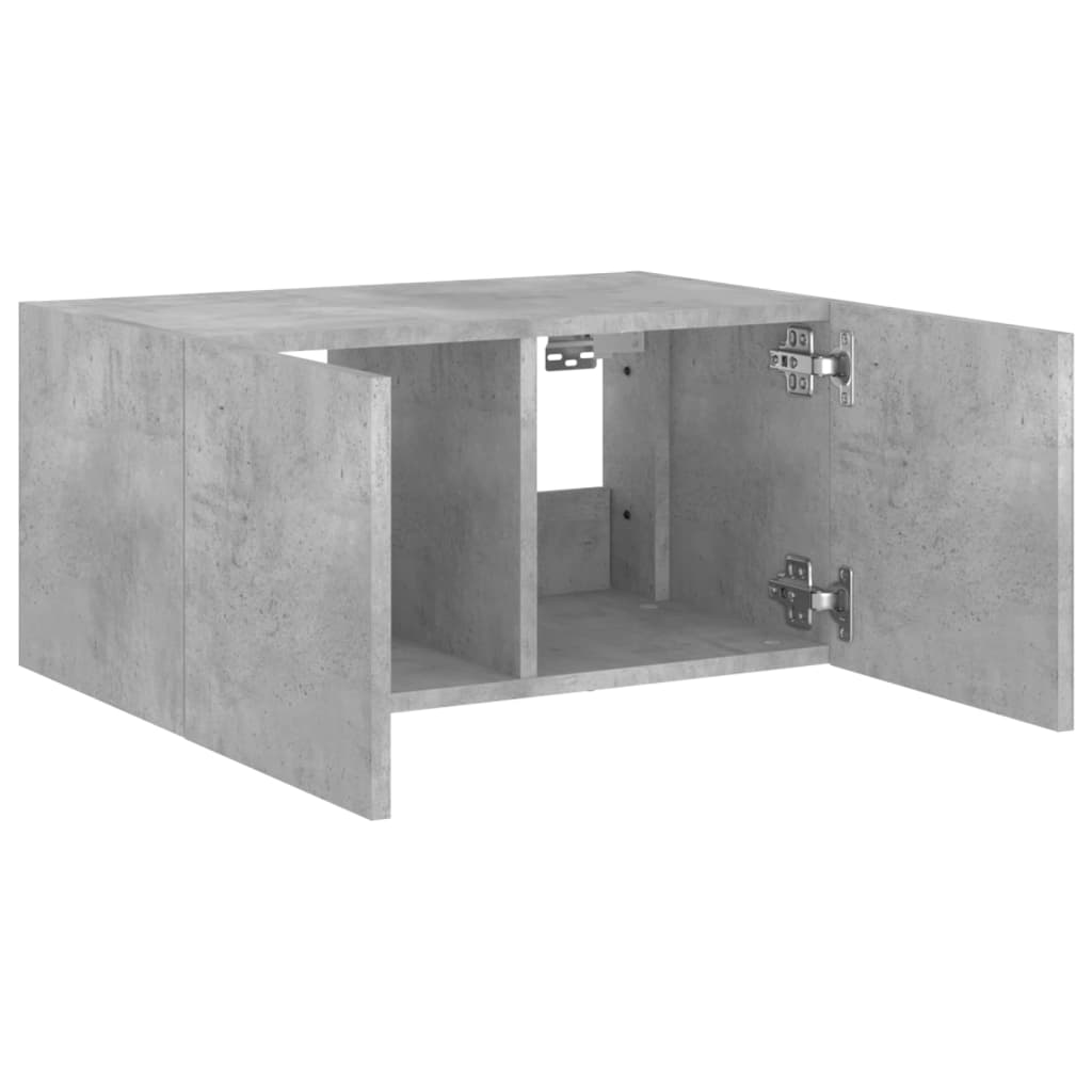 TV-Wandschrank mit LED-Leuchten Betongrau 60x35x31 cm - Pazzar.ch