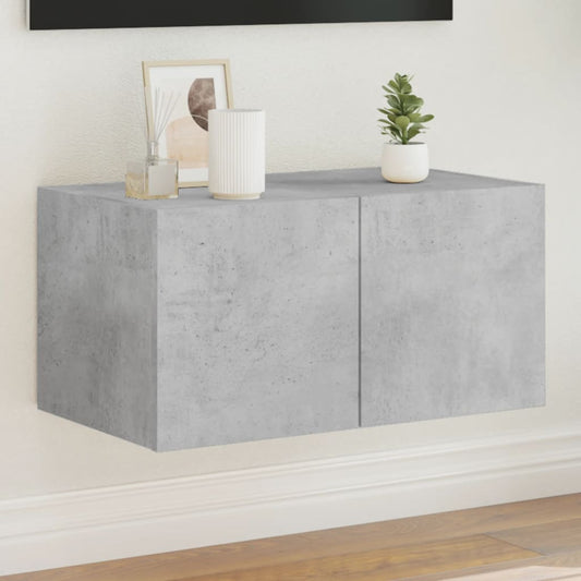TV-Wandschrank mit LED-Leuchten Betongrau 60x35x31 cm - Pazzar.ch