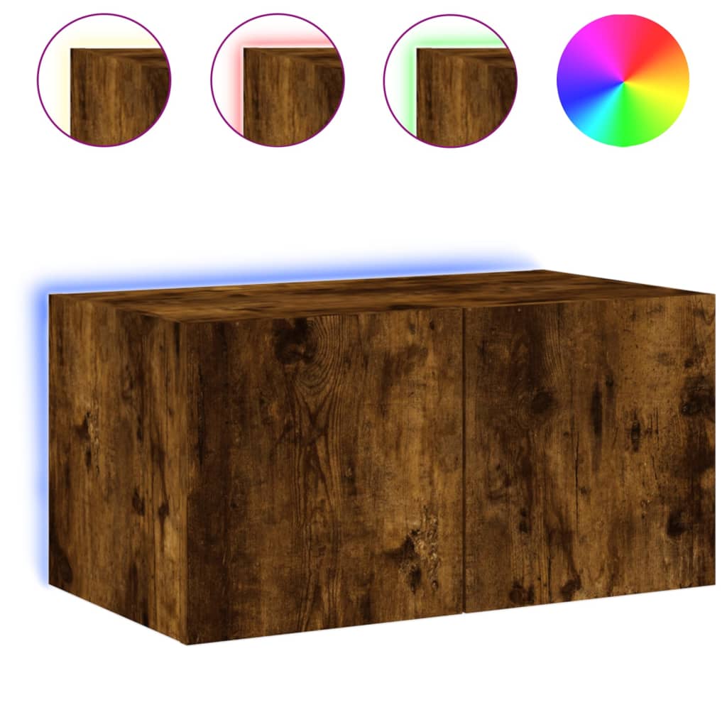 TV-Wandschrank mit LED-Leuchten Räuchereiche 60x35x31 cm - Pazzar.ch