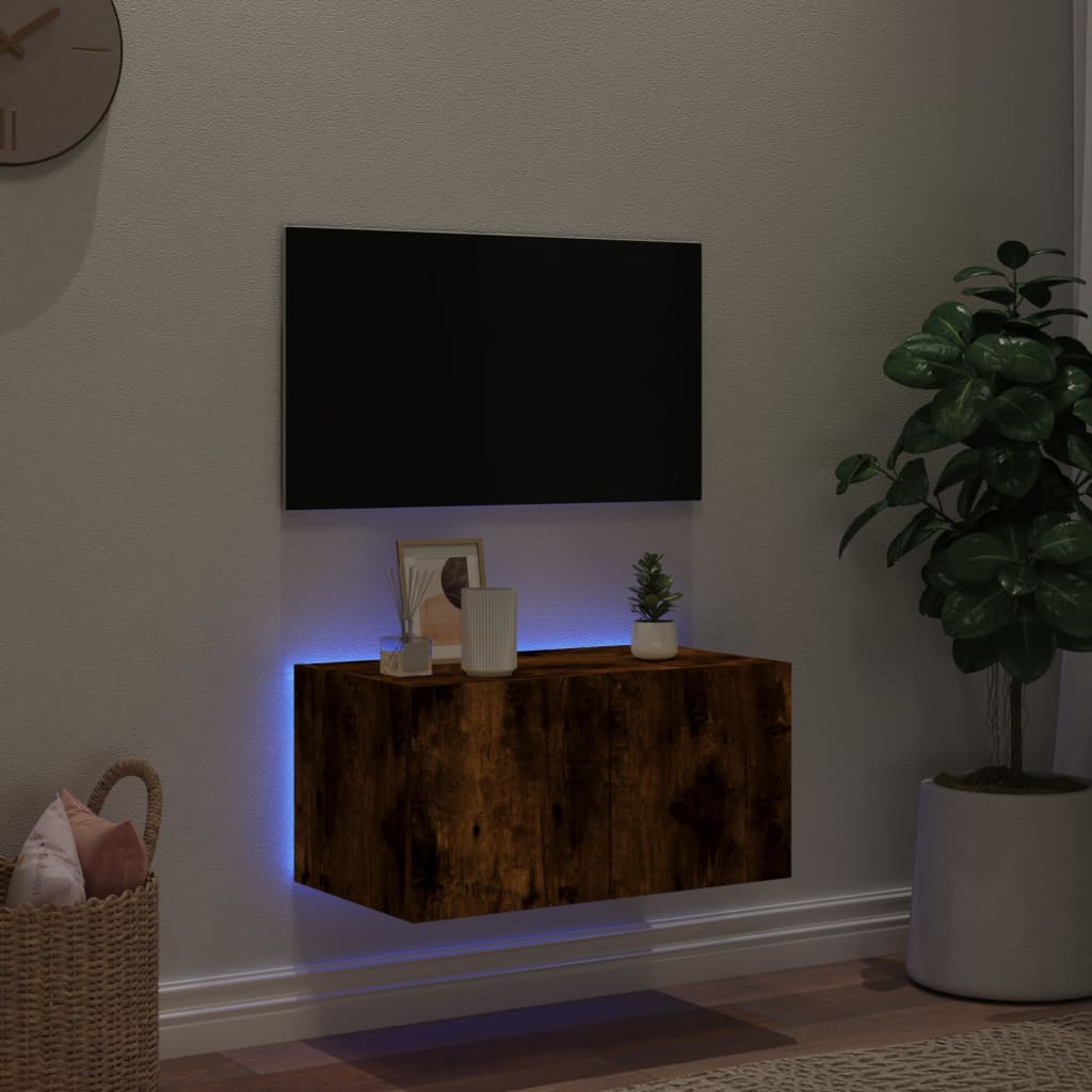 TV-Wandschrank mit LED-Leuchten Räuchereiche 60x35x31 cm - Pazzar.ch
