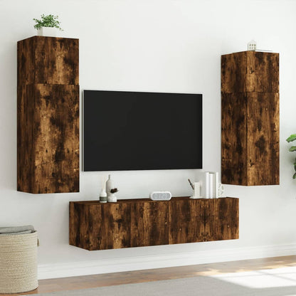 TV-Wandschrank mit LED-Leuchten Räuchereiche 60x35x31 cm - Pazzar.ch