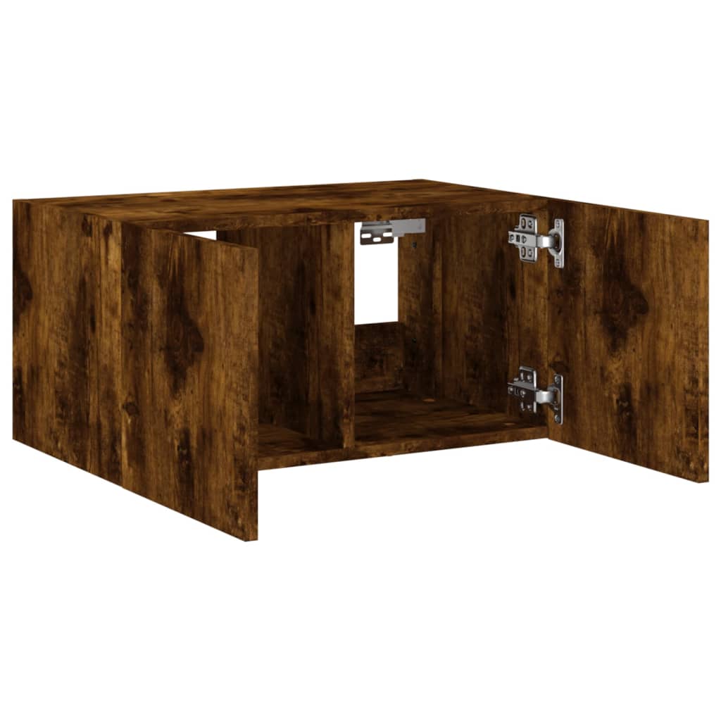 TV-Wandschrank mit LED-Leuchten Räuchereiche 60x35x31 cm - Pazzar.ch