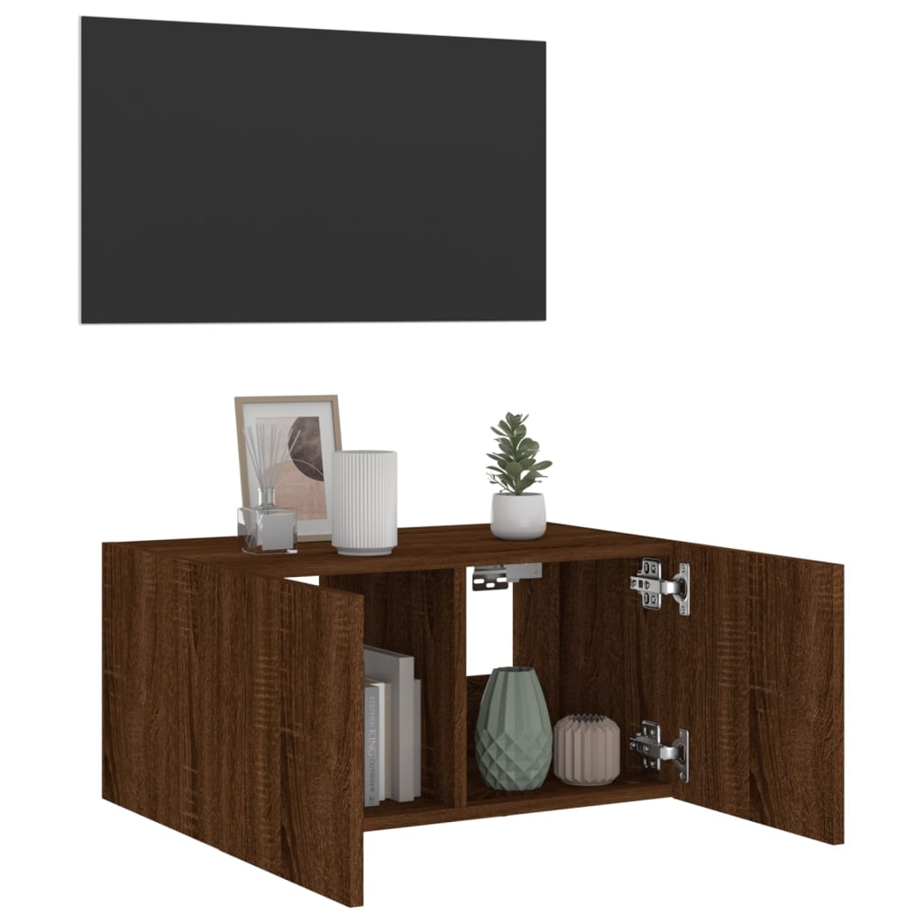 TV-Wandschrank mit LED-Leuchten Braun Eichen-Optik 60x35x31 cm - Pazzar.ch