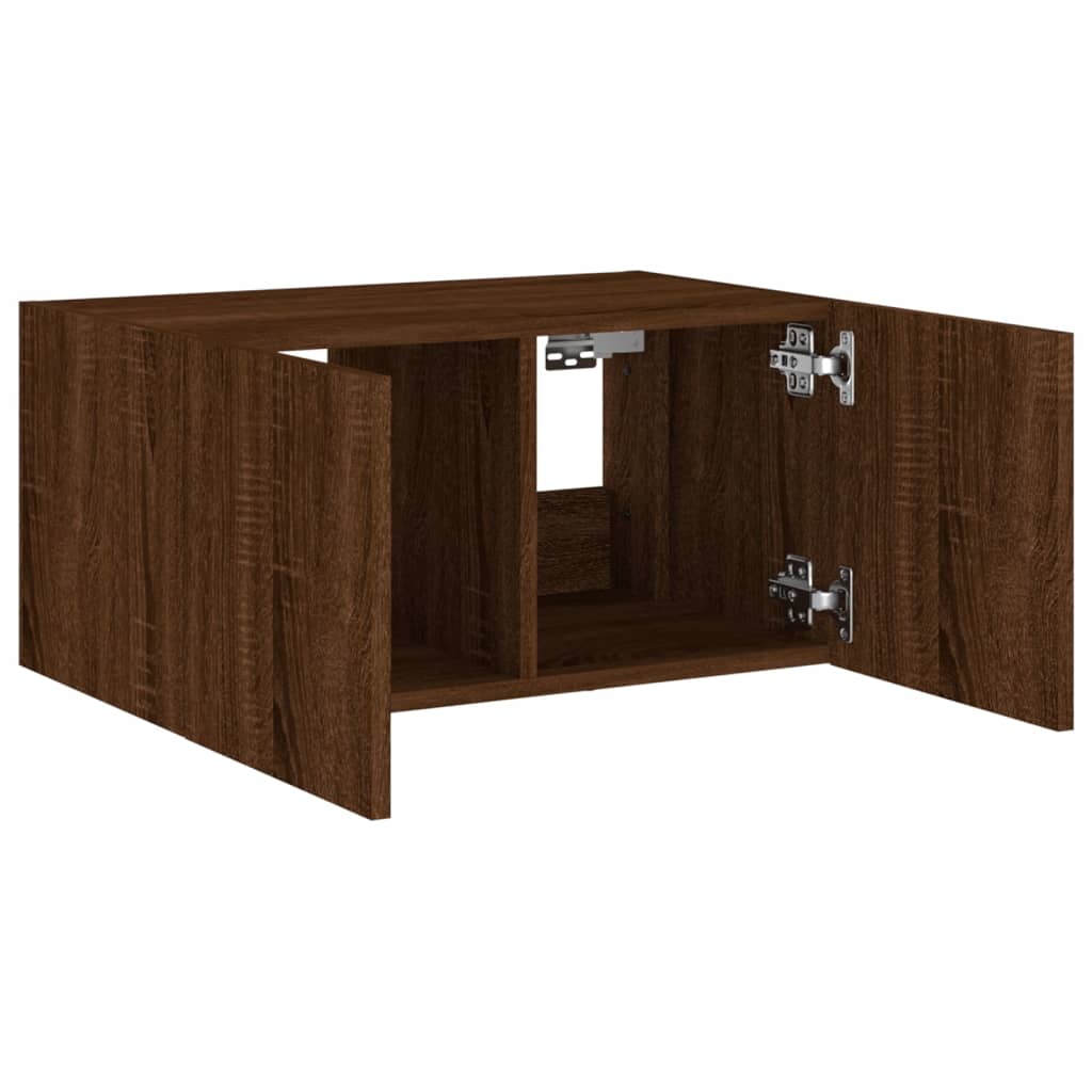 TV-Wandschrank mit LED-Leuchten Braun Eichen-Optik 60x35x31 cm - Pazzar.ch