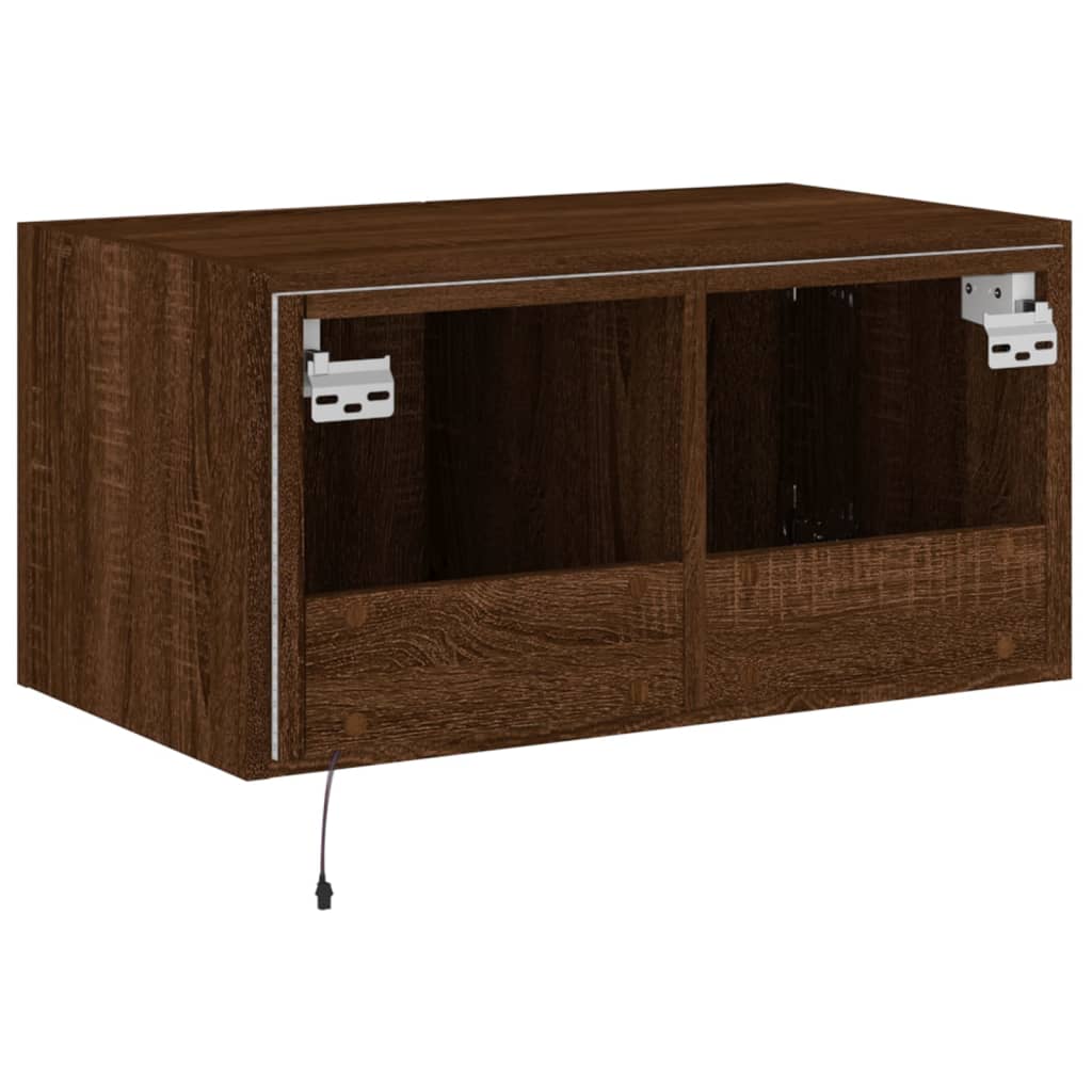 TV-Wandschrank mit LED-Leuchten Braun Eichen-Optik 60x35x31 cm - Pazzar.ch