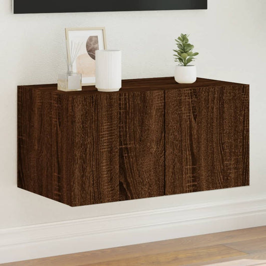 TV-Wandschrank mit LED-Leuchten Braun Eichen-Optik 60x35x31 cm - Pazzar.ch