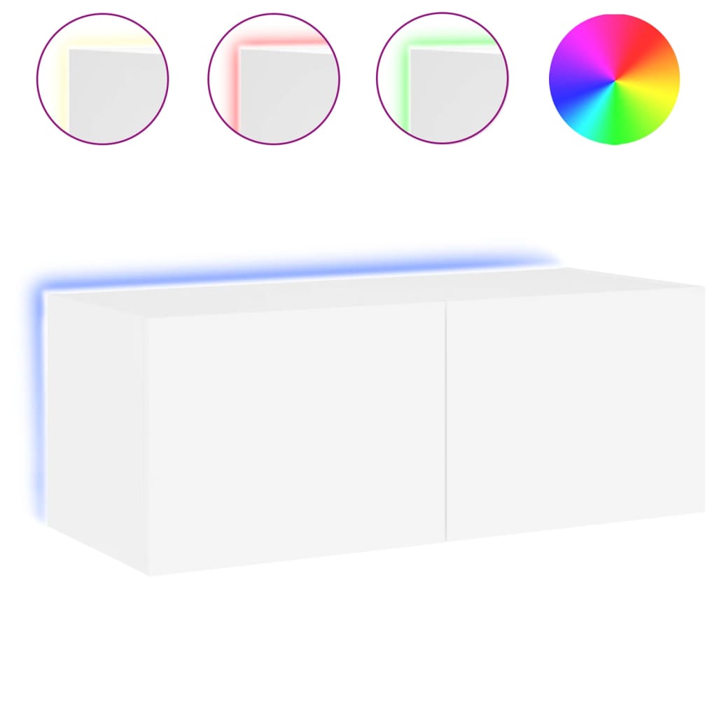 TV-Wandschrank mit LED-Leuchten Weiß 80x35x31 cm - Pazzar.ch