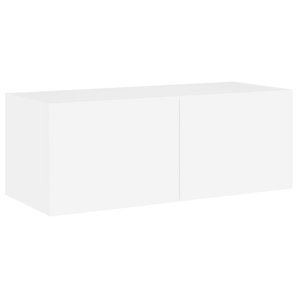 TV-Wandschrank mit LED-Leuchten Weiß 80x35x31 cm - Pazzar.ch