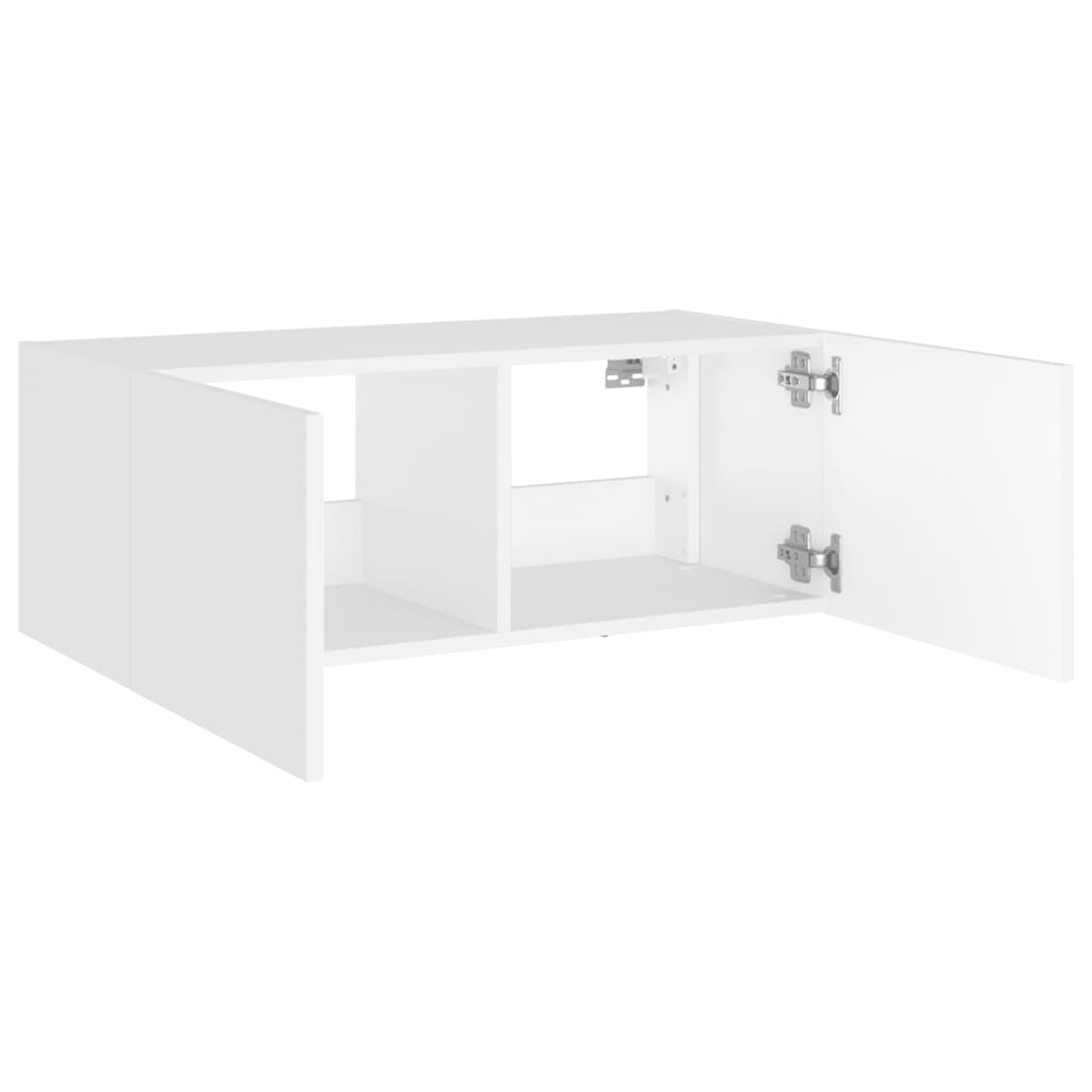 TV-Wandschrank mit LED-Leuchten Weiß 80x35x31 cm - Pazzar.ch