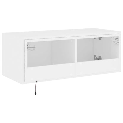 TV-Wandschrank mit LED-Leuchten Weiß 80x35x31 cm - Pazzar.ch
