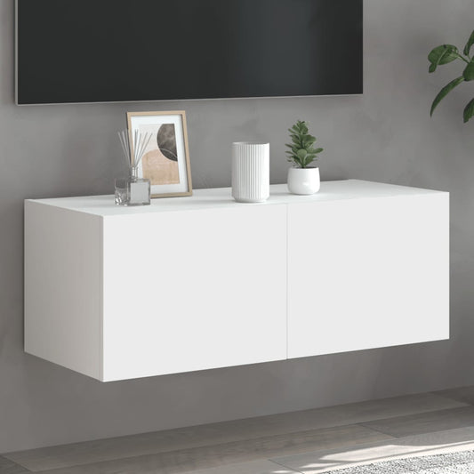 TV-Wandschrank mit LED-Leuchten Weiß 80x35x31 cm - Pazzar.ch