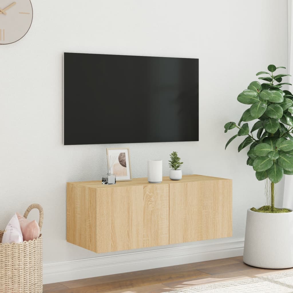 TV-Wandschrank mit LED-Leuchten Sonoma-Eiche 80x35x31 cm - Pazzar.ch