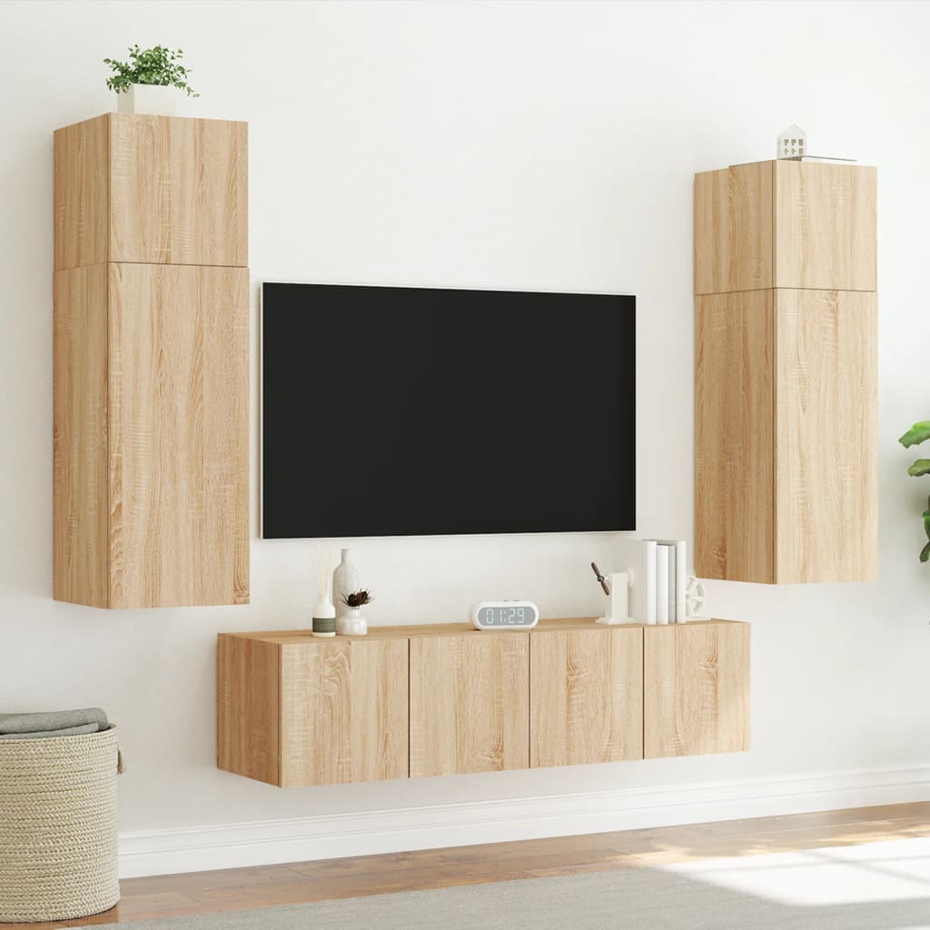 TV-Wandschrank mit LED-Leuchten Sonoma-Eiche 80x35x31 cm - Pazzar.ch