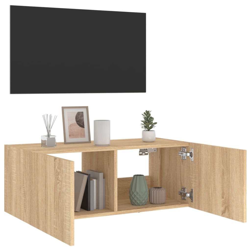 TV-Wandschrank mit LED-Leuchten Sonoma-Eiche 80x35x31 cm - Pazzar.ch